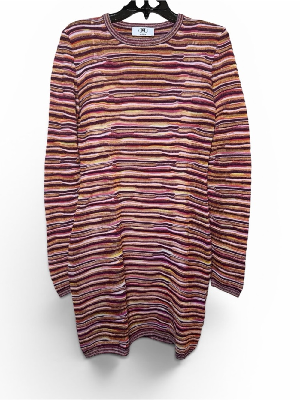 Missoni Striped Knit Dress in Burgundy, Orange & Pink NWT